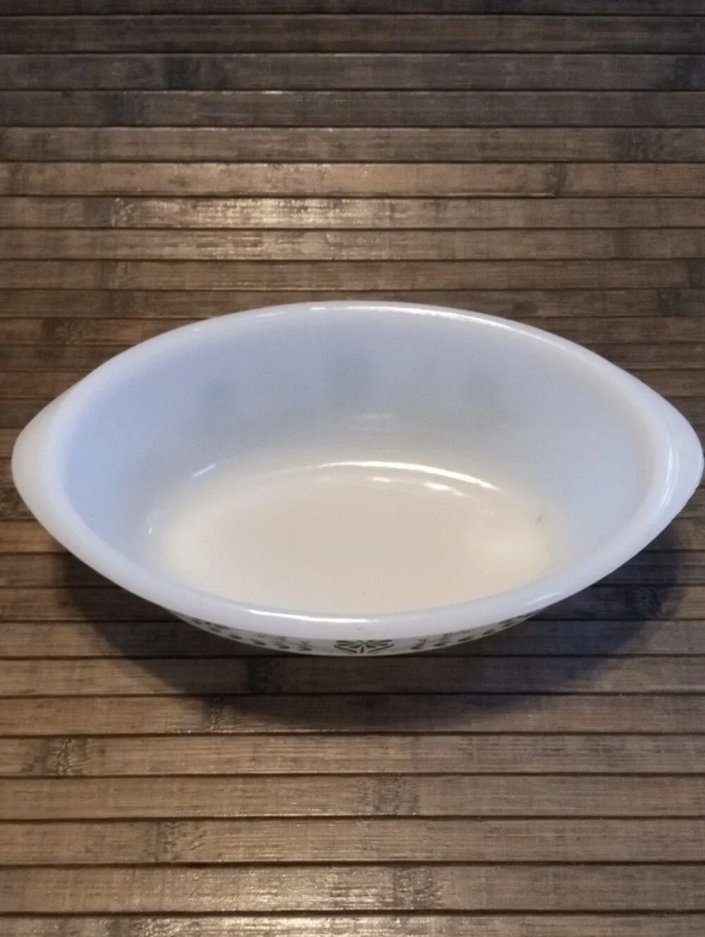 Vintage Glasbake Green Daisy Milk Glass USA Oval Casserole Dish